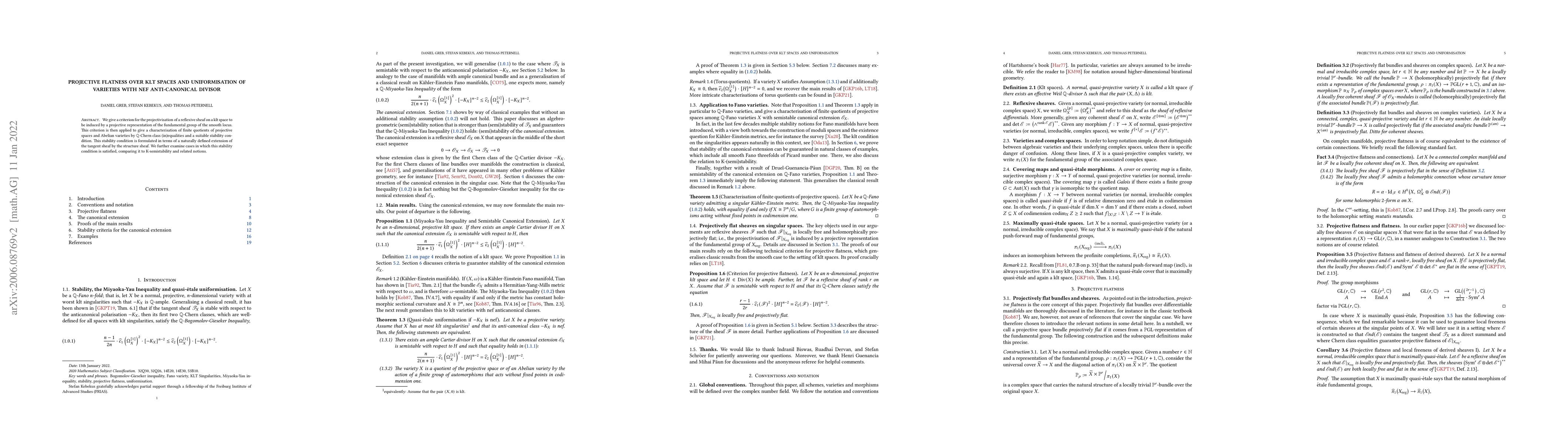 Thumbnail for Projective flatness over klt spaces and uniformisation of varieties with
  nef anti-canonical divisor