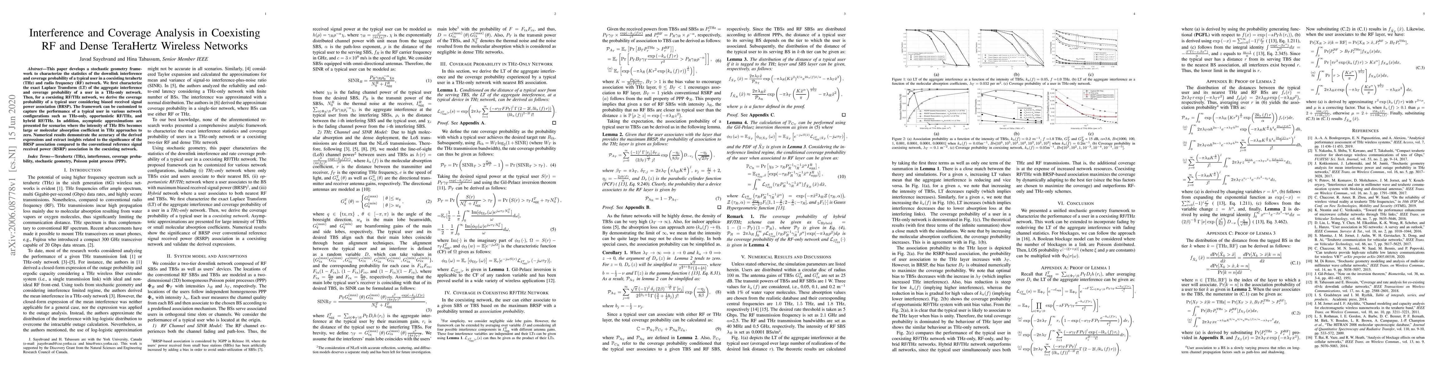 Thumbnail for Interference and Coverage Analysis in Coexisting RF and Dense TeraHertz
  Wireless Networks