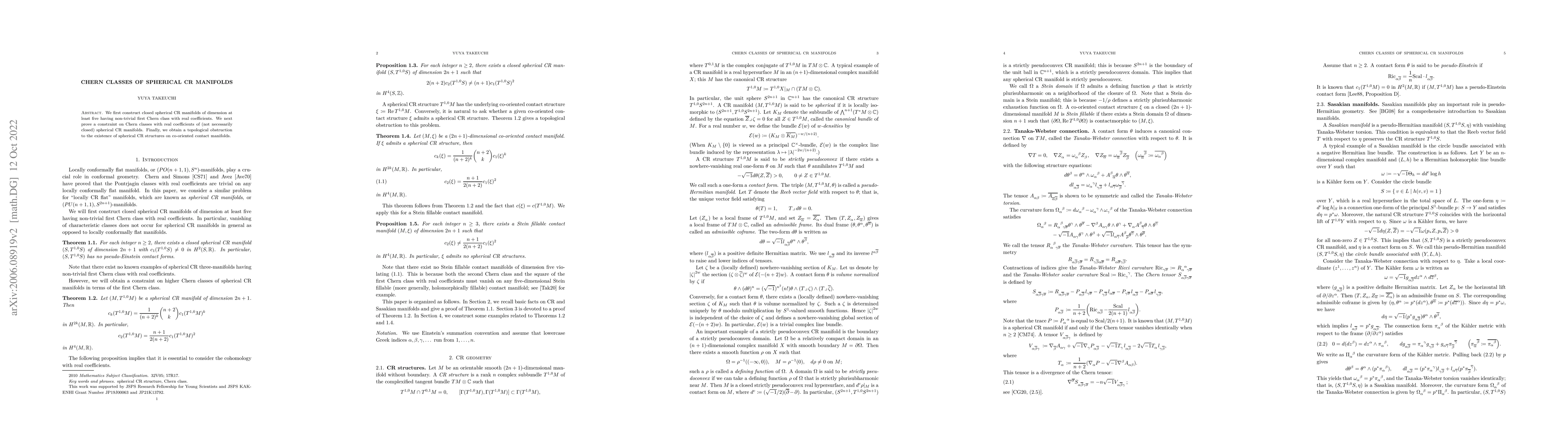 Thumbnail for Chern classes of spherical CR manifolds