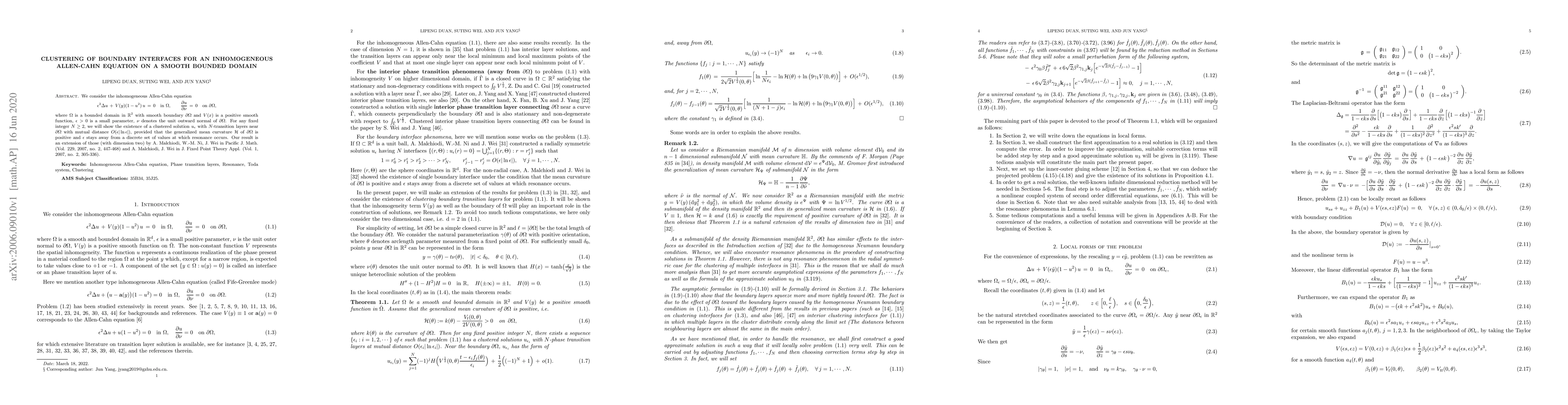 Thumbnail for Clustering of Boundary Interfaces for an inhomogeneous Allen-Cahn
  equation on a smooth bounded domain