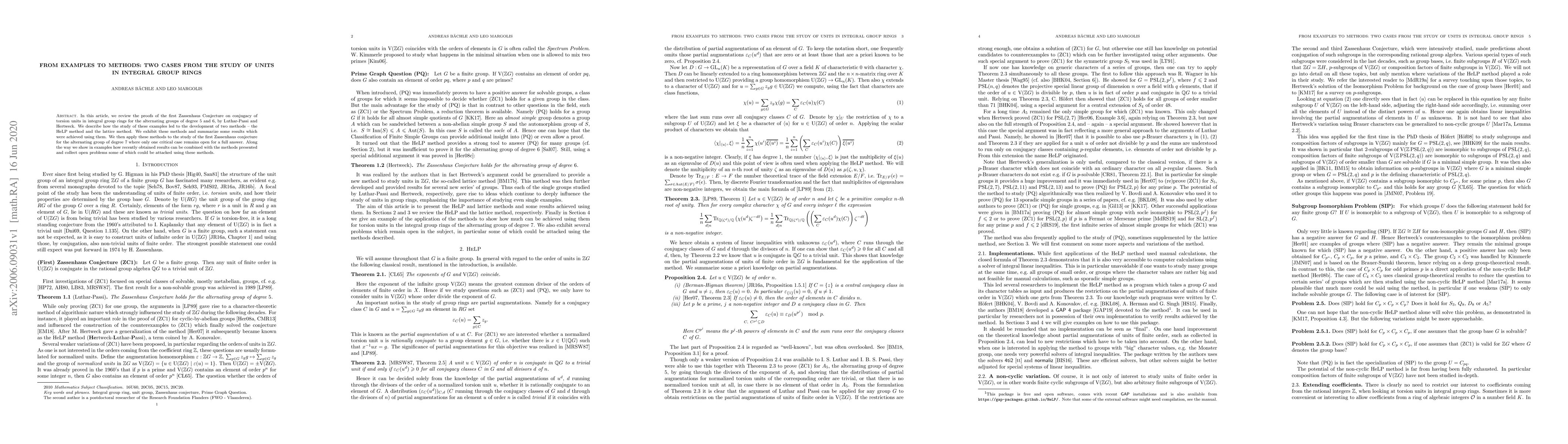 Thumbnail for From examples to methods: Two cases from the study of units in integral
  group rings