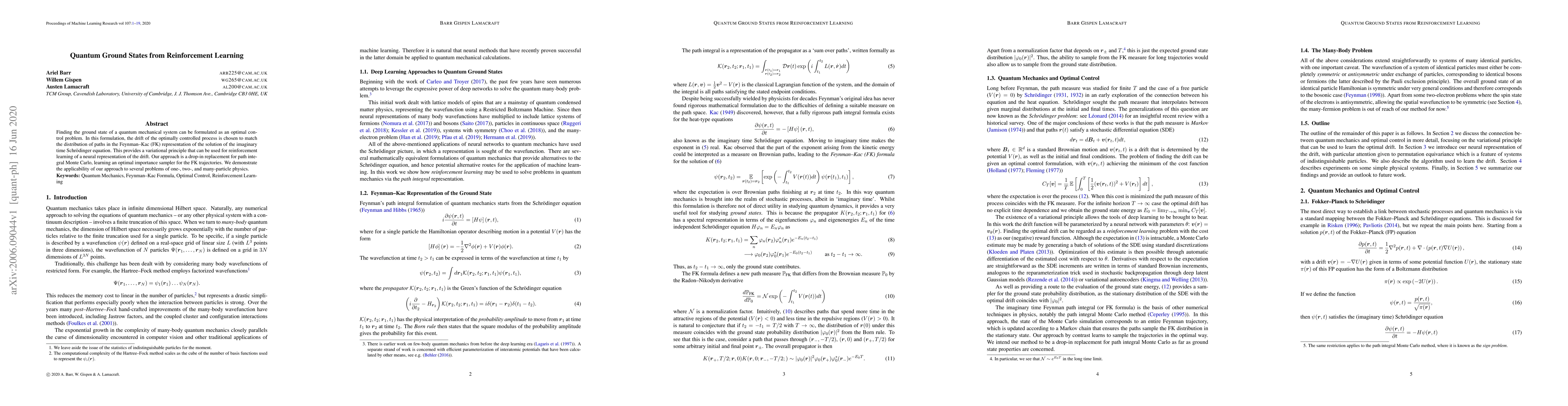 Thumbnail for Quantum Ground States from Reinforcement Learning