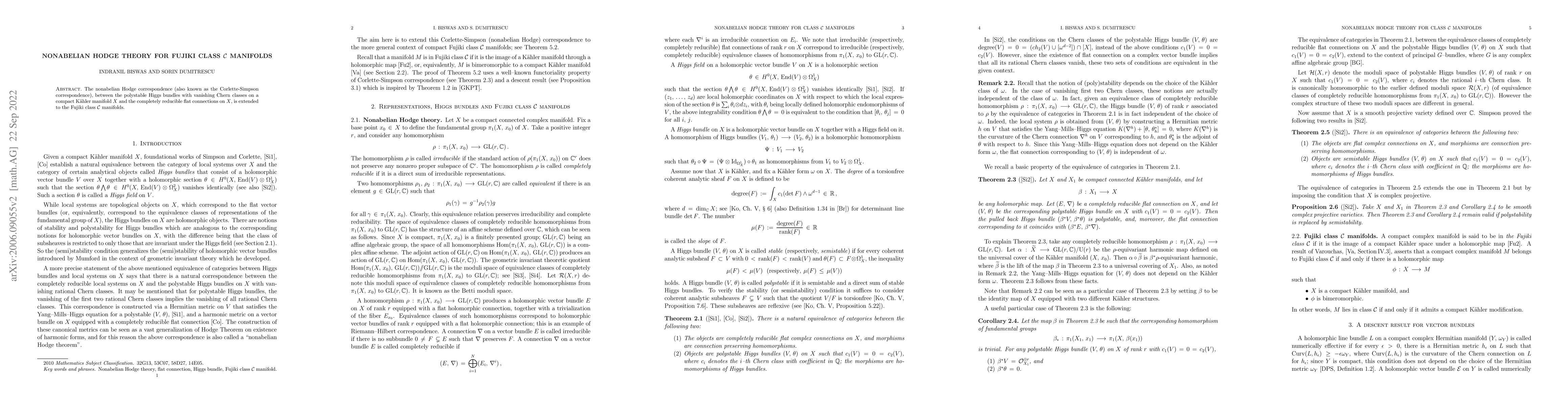 Thumbnail for Nonabelian Hodge theory for Fujiki class $\mathcal C$ manifolds