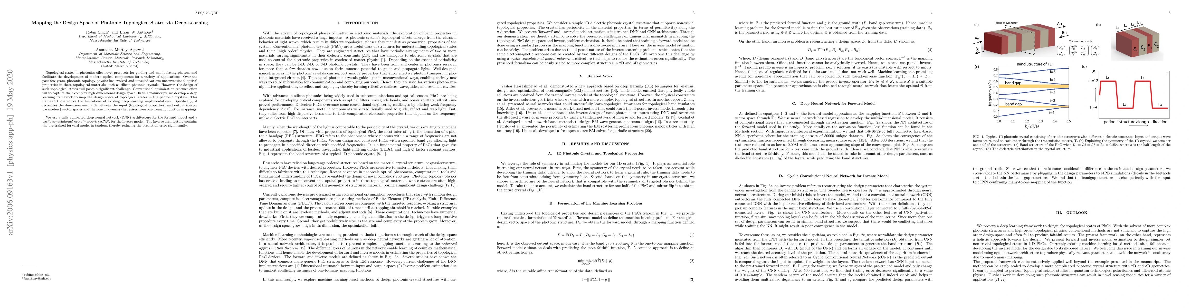 Thumbnail for Mapping the Design Space of Photonic Topological States via Deep
  Learning
