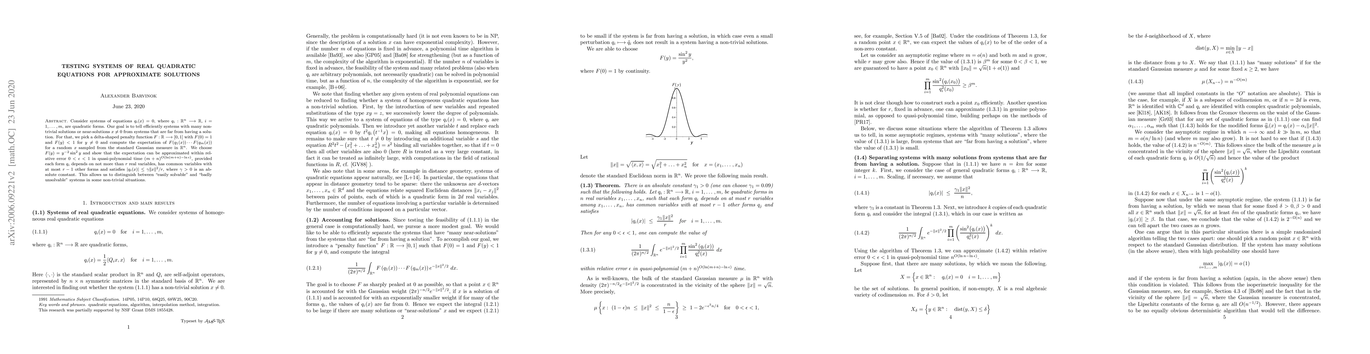 Thumbnail for Testing systems of real quadratic equations for approximate solutions
