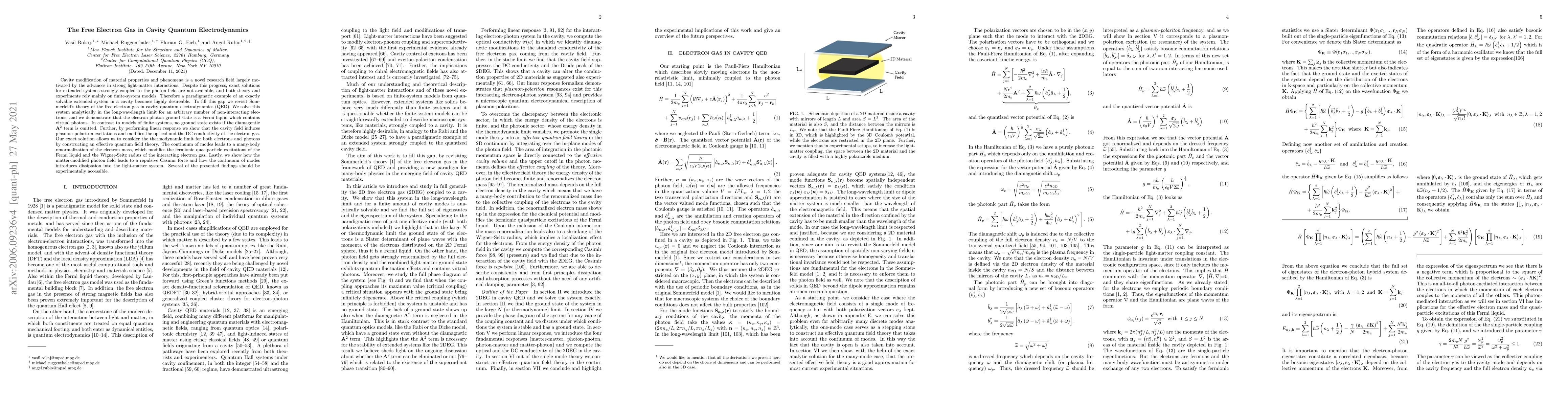 Thumbnail for The Free Electron Gas in Cavity Quantum Electrodynamics