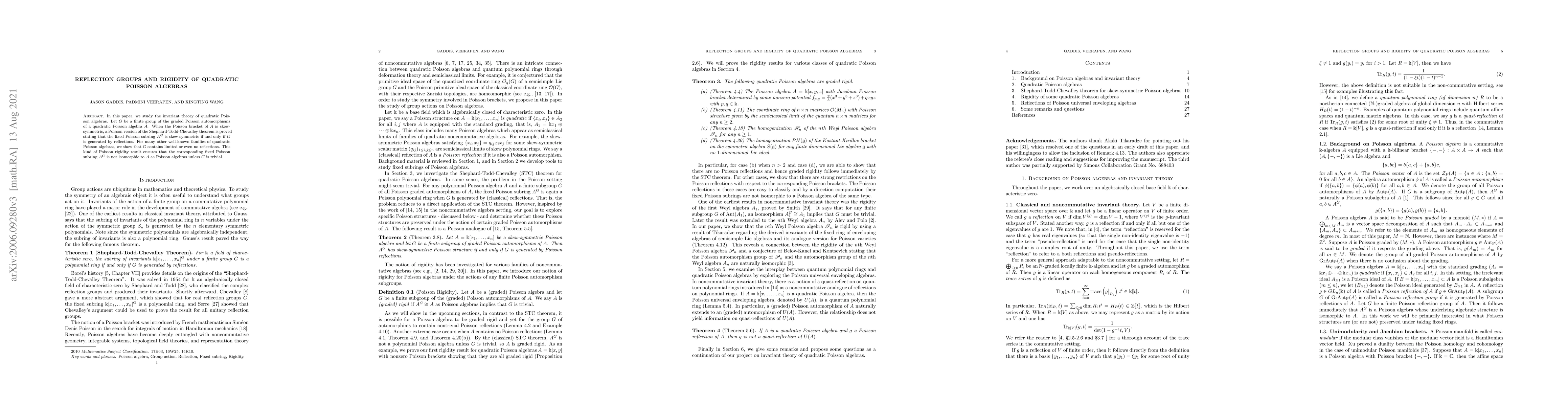 Thumbnail for Reflection Groups and Rigidity of Quadratic Poisson Algebras