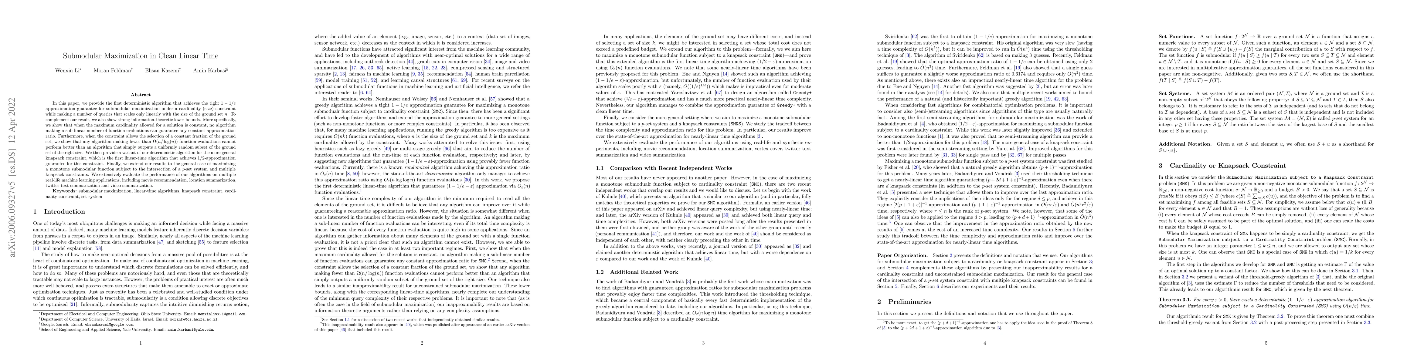 Thumbnail for Submodular Maximization in Clean Linear Time