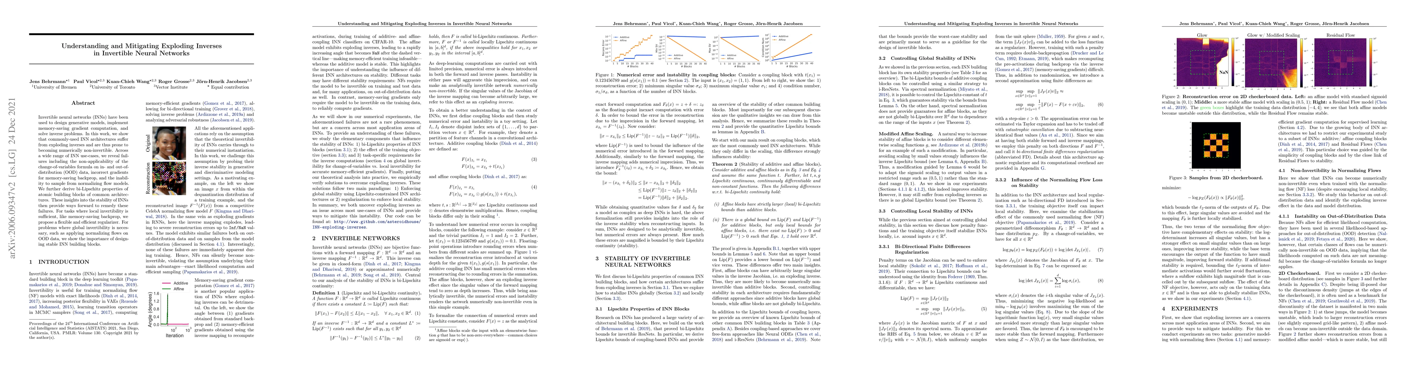 Thumbnail for Understanding and Mitigating Exploding Inverses in Invertible Neural
  Networks