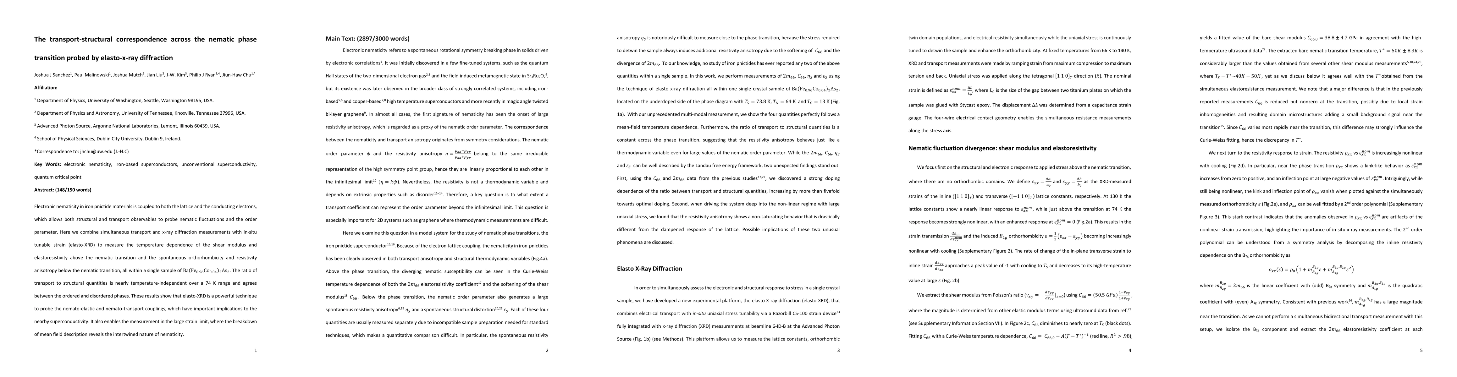 Thumbnail for The transport-structural correspondence across the nematic phase
  transition probed by elasto-x-ray diffraction