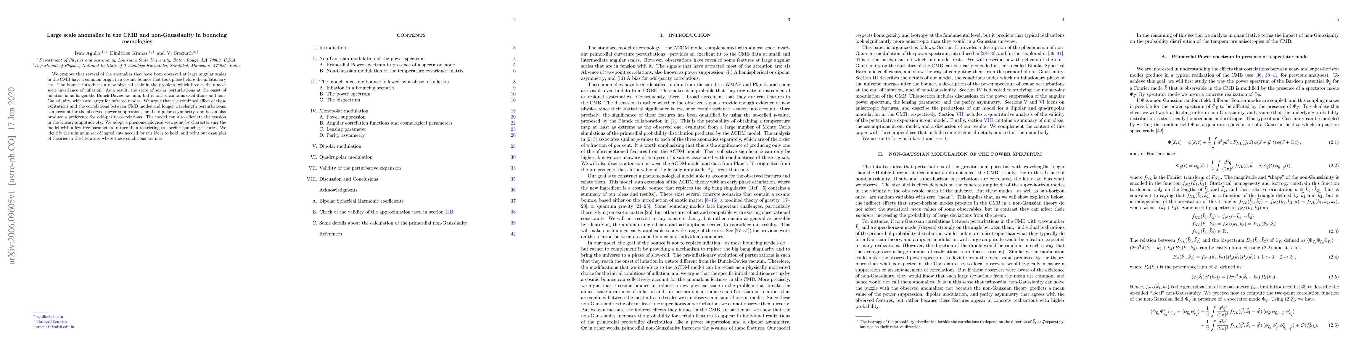 Thumbnail for Large scale anomalies in the CMB and non-Gaussianity in bouncing
  cosmologies