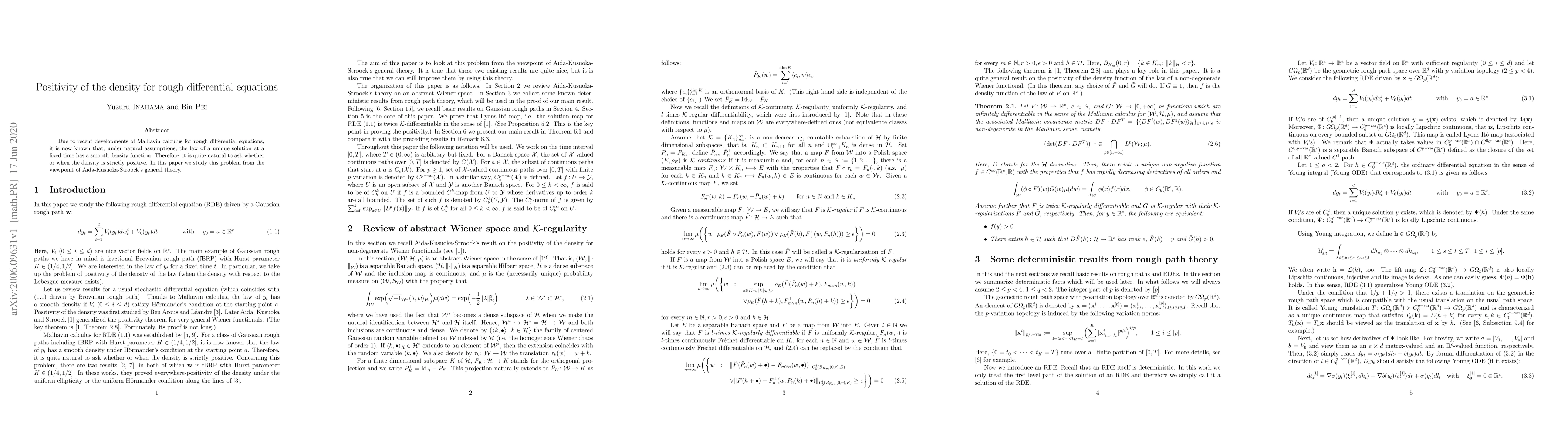 Thumbnail for Positivity of the density for rough differential equations