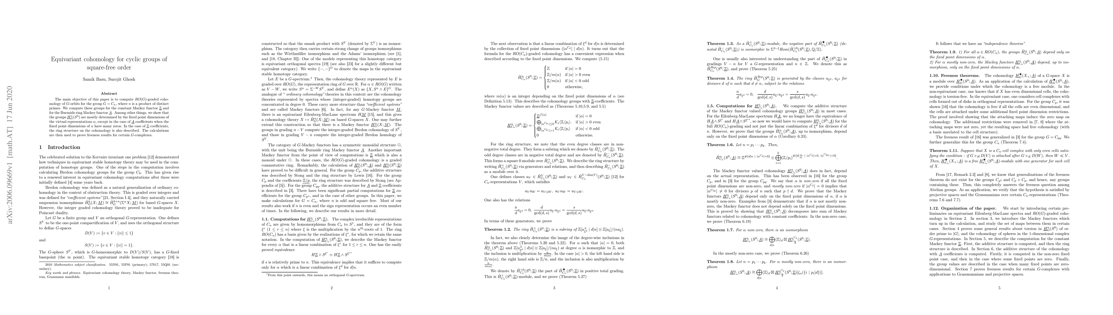 Thumbnail for Equivariant cohomology for cyclic groups of square-free order