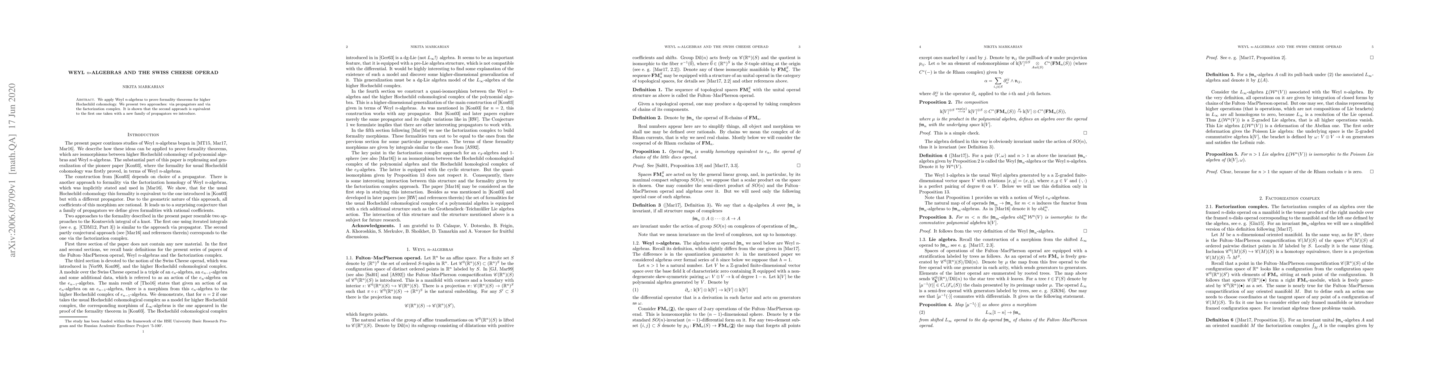 Thumbnail for Weyl n-algebras and the Swiss cheese operad