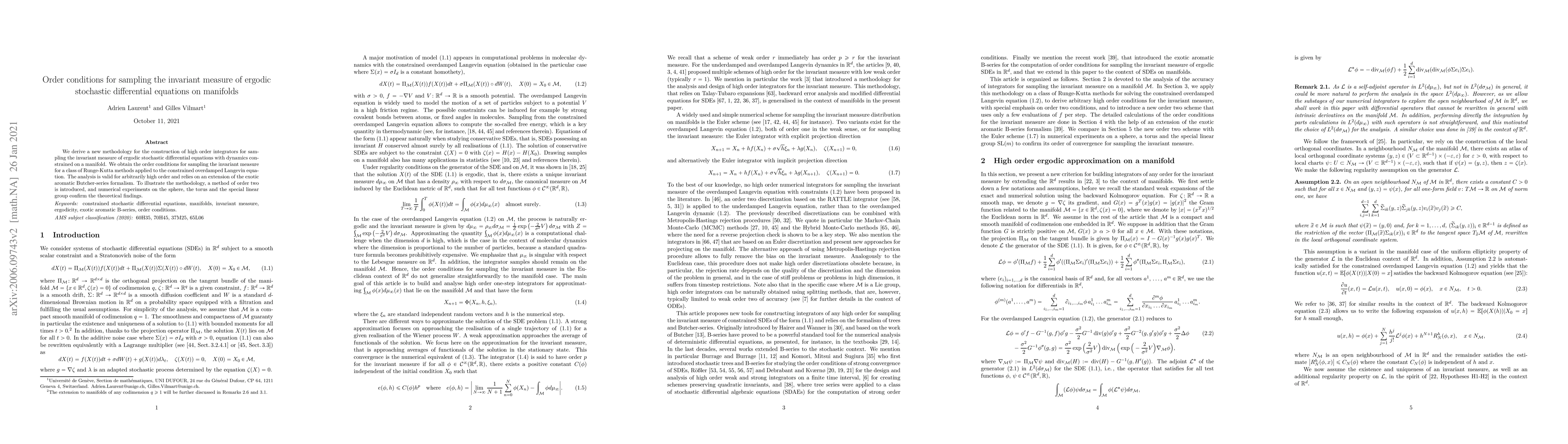 Thumbnail for Order conditions for sampling the invariant measure of ergodic
  stochastic differential equations on manifolds