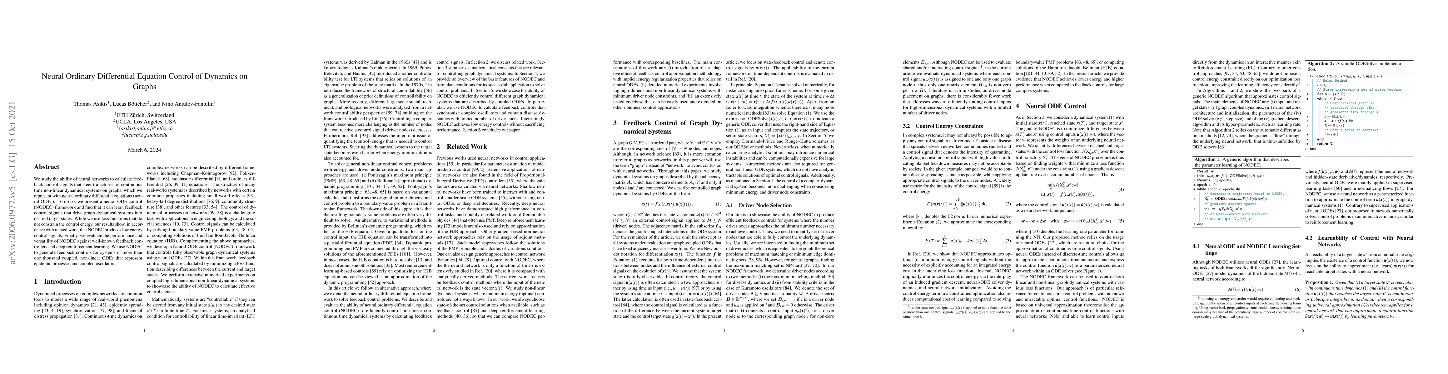 Thumbnail for Neural Ordinary Differential Equation Control of Dynamics on Graphs