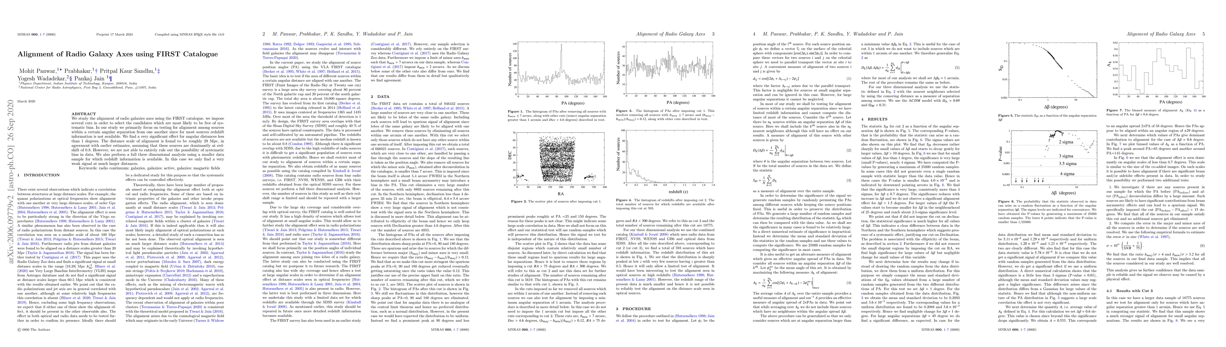 Thumbnail for Alignment of Radio Galaxy Axes using FIRST Catalogue