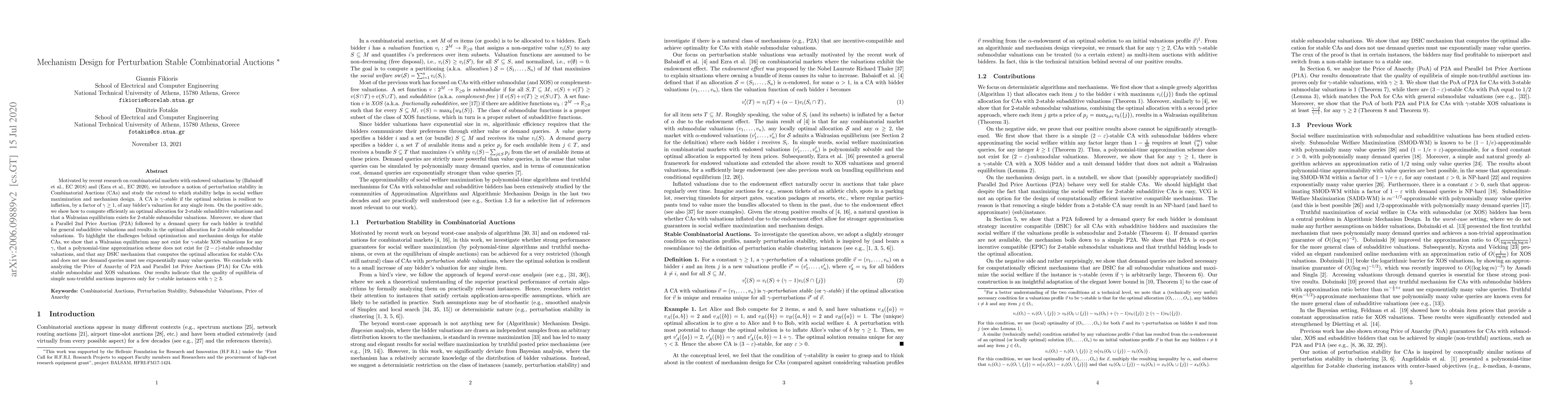 Thumbnail for Mechanism Design for Perturbation Stable Combinatorial Auctions