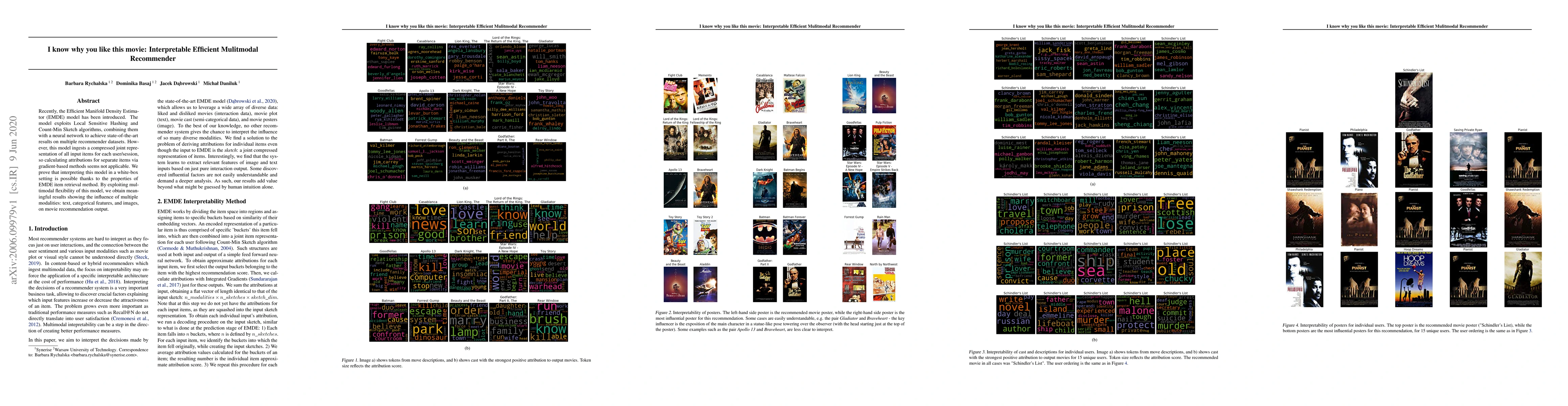 Thumbnail for I know why you like this movie: Interpretable Efficient Multimodal
  Recommender