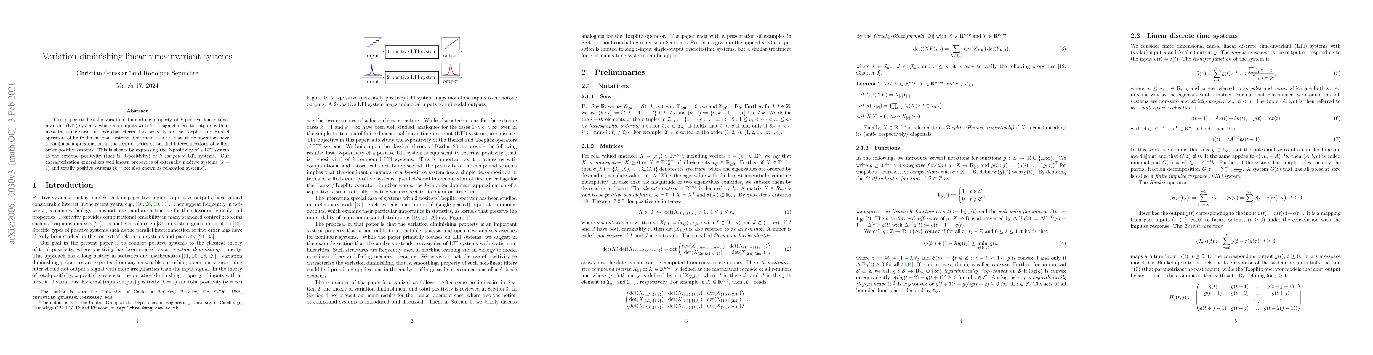 Thumbnail for Variation diminishing linear time-invariant systems