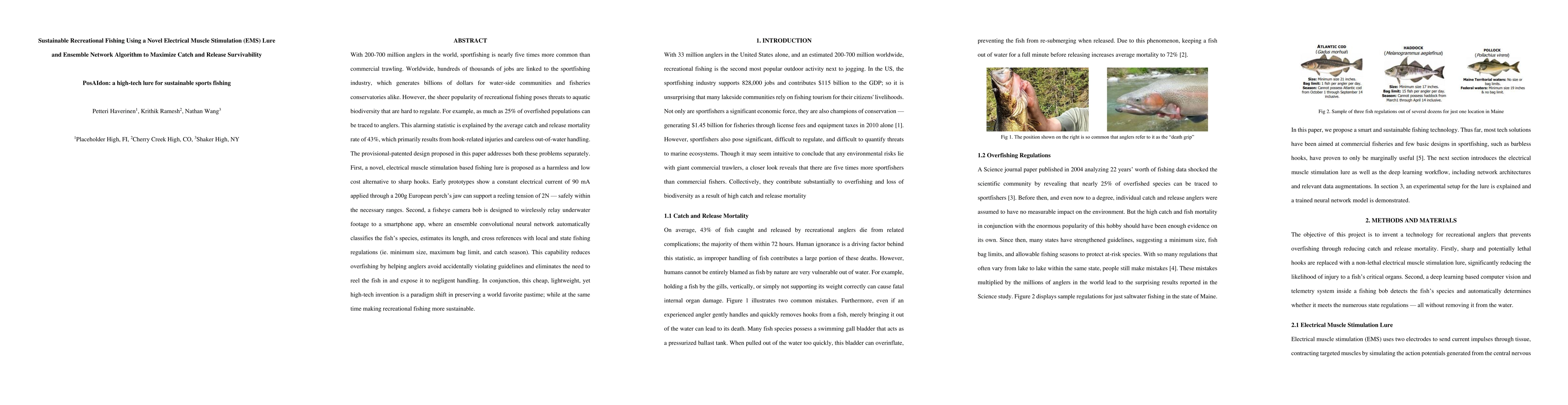 Thumbnail for Sustainable Recreational Fishing Using a Novel Electrical Muscle
  Stimulation (EMS) Lure and Ensemble Network Algorithm to Maximize Catch and
  Release Survivability