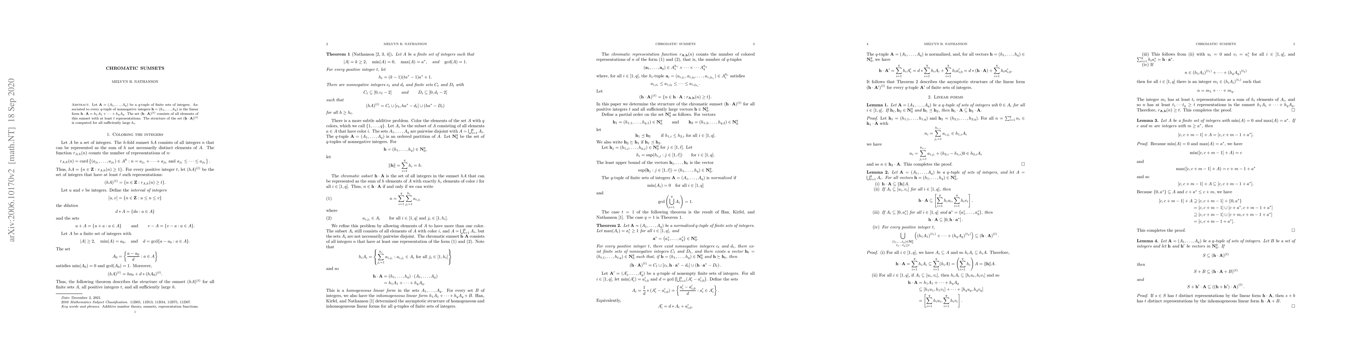 Thumbnail for Chromatic sumsets