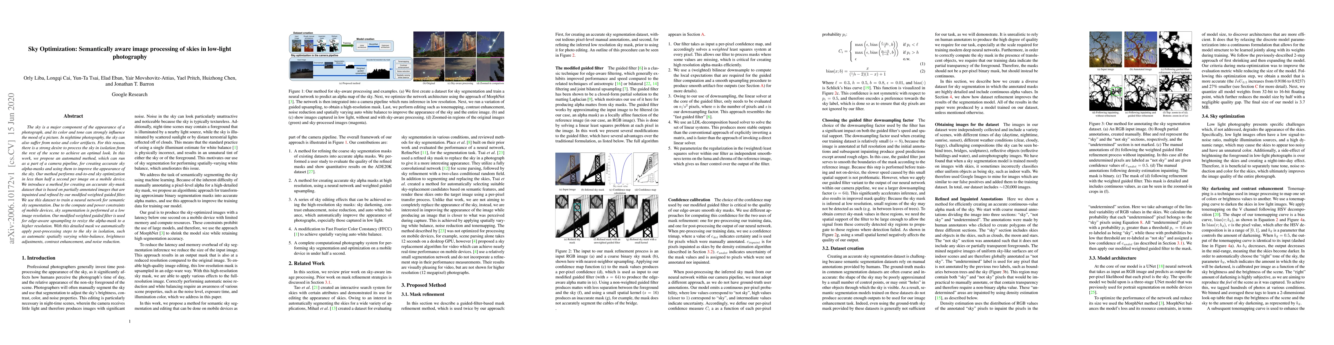 Thumbnail for Sky Optimization: Semantically aware image processing of skies in
  low-light photography