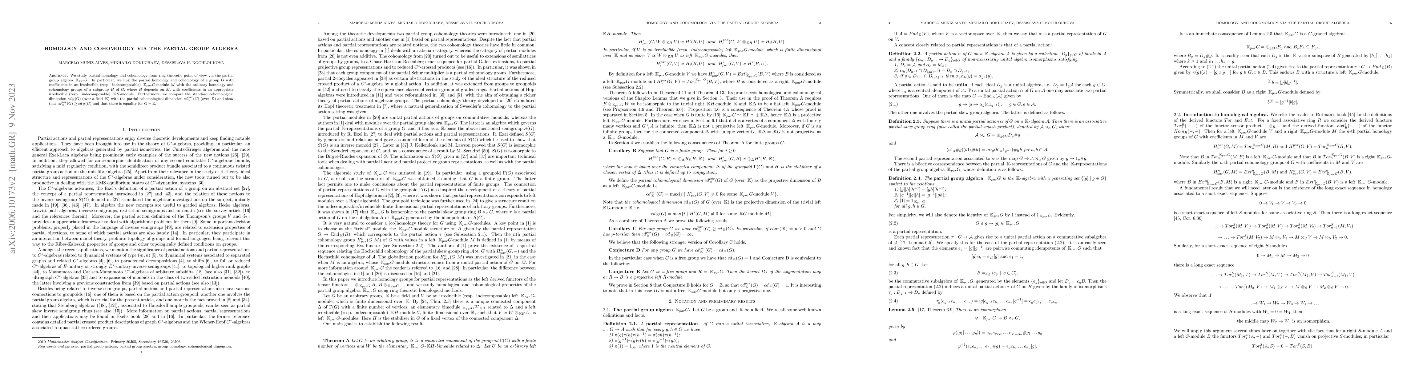 Thumbnail for Homology and cohomology via the partial group algebra