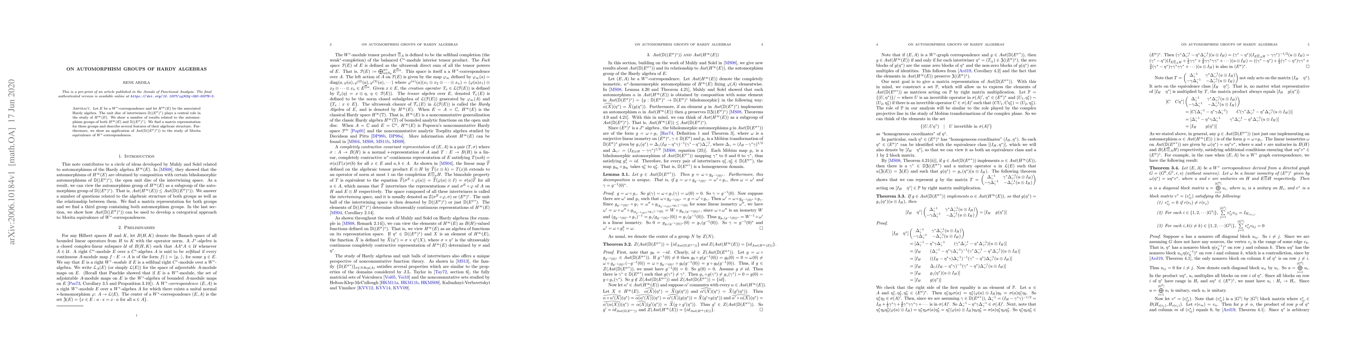 Thumbnail for On Automorphism Groups of Hardy Algebras