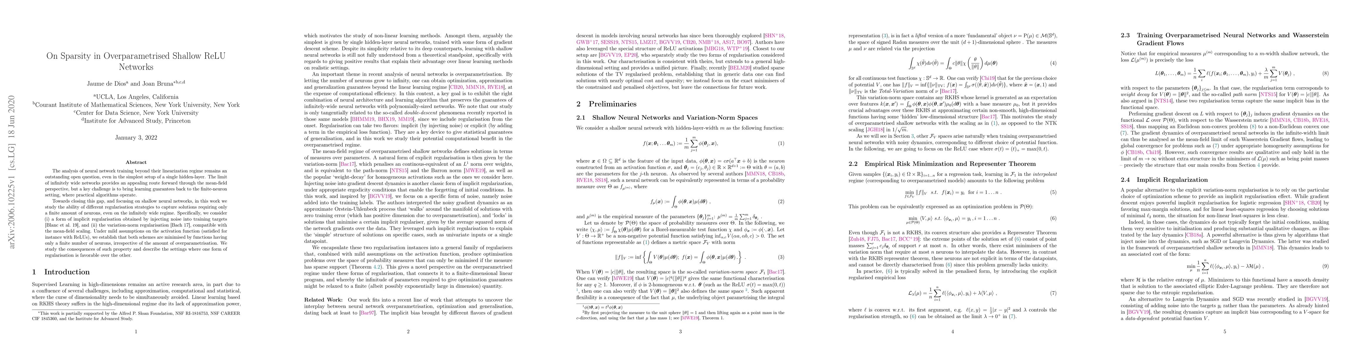 Thumbnail for On Sparsity in Overparametrised Shallow ReLU Networks
