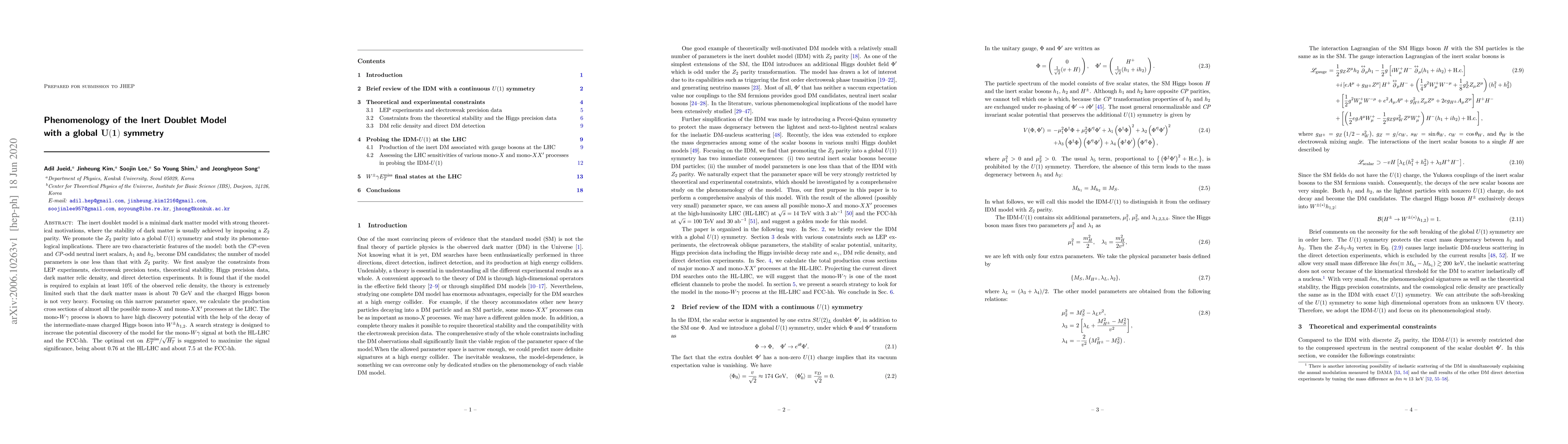 Thumbnail for Phenomenology of the Inert Doublet Model with a global U(1) symmetry