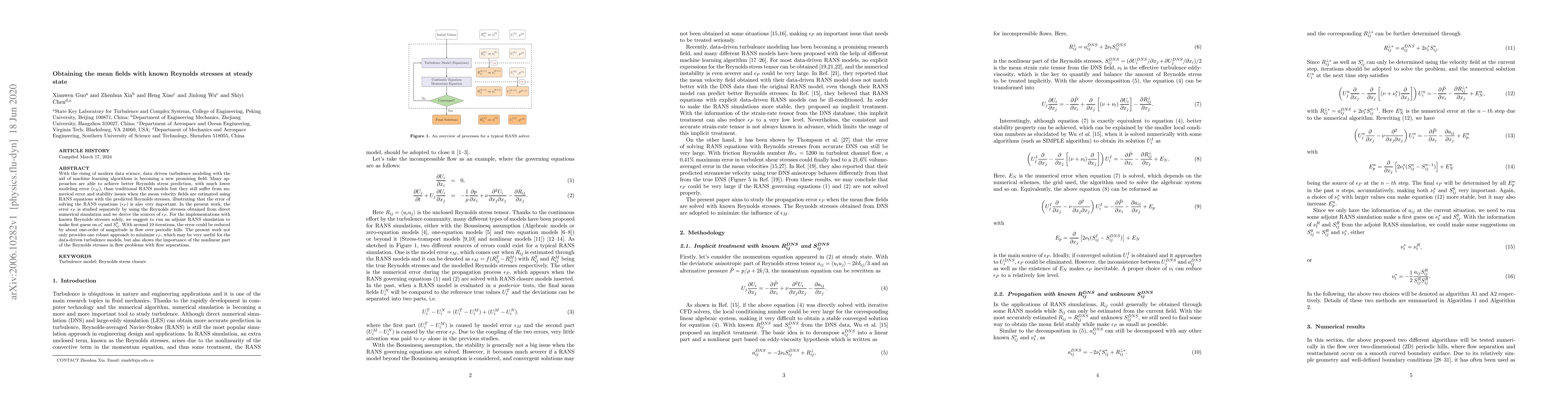 Thumbnail for Obtaining the mean fields with known Reynolds stresses at steady state