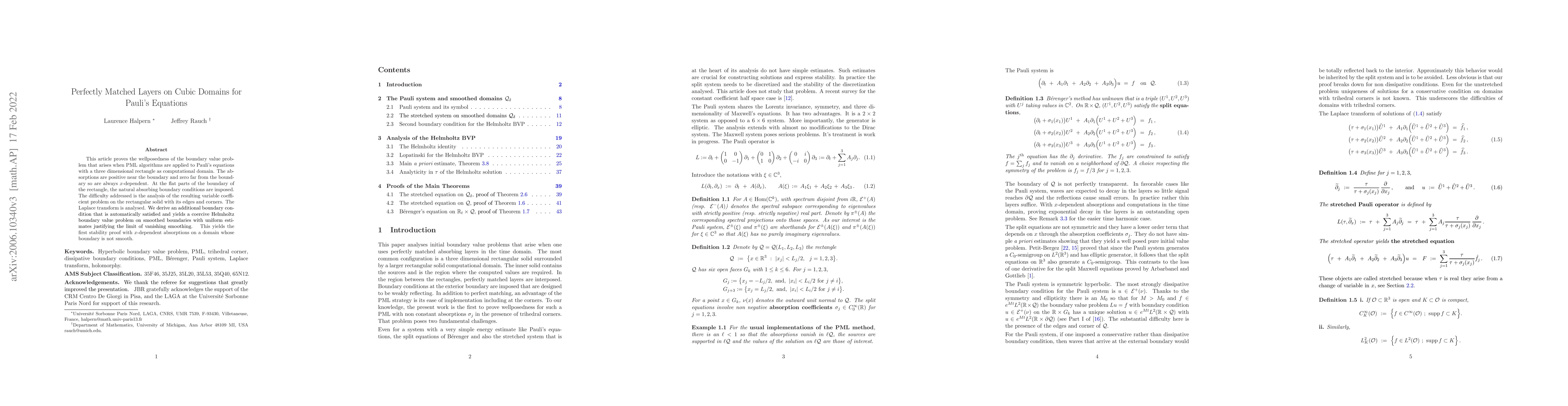 Thumbnail for Perfectly Matched Layers on Cubic Domains forPauli's Equations