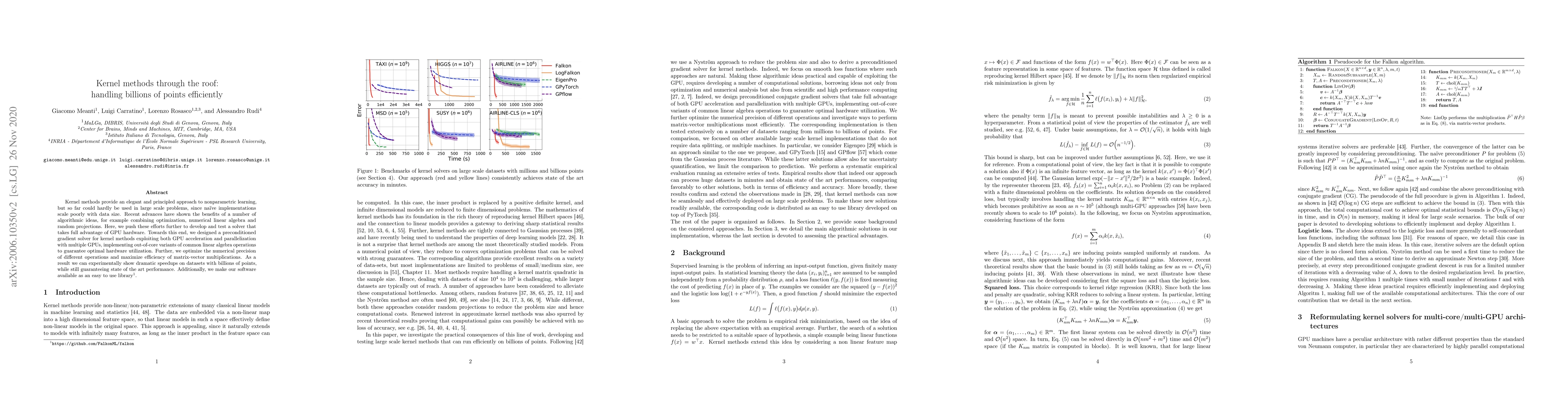 Thumbnail for Kernel methods through the roof: handling billions of points efficiently