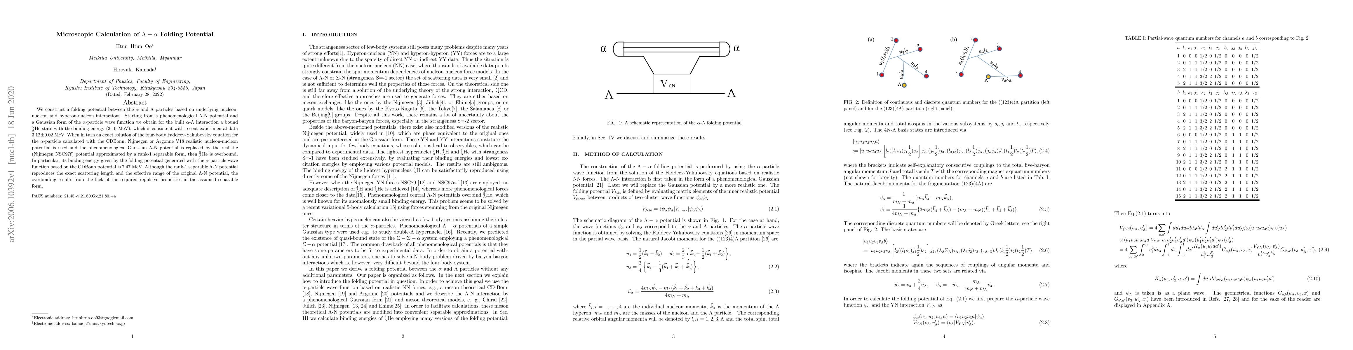 Thumbnail for Microscopic Calculation of $\Lambda-\alpha$ Folding Potential