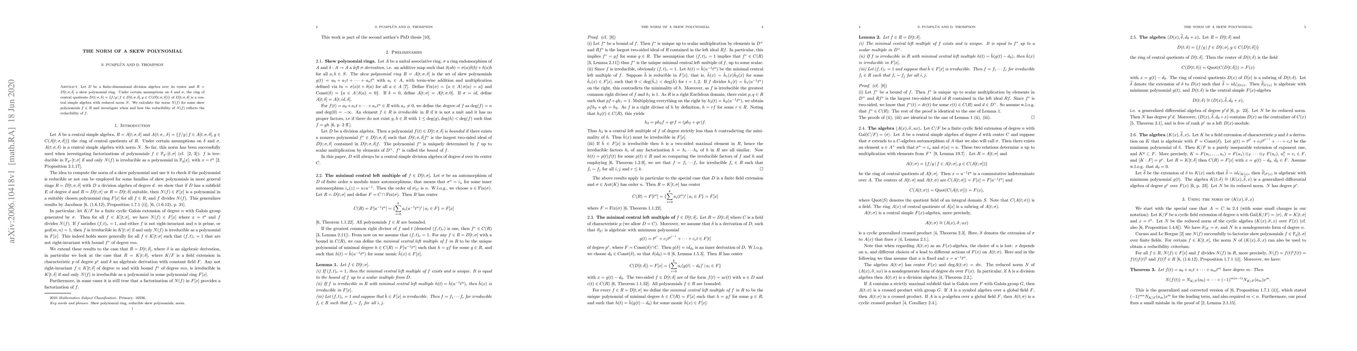 Thumbnail for The norm of a skew polynomial