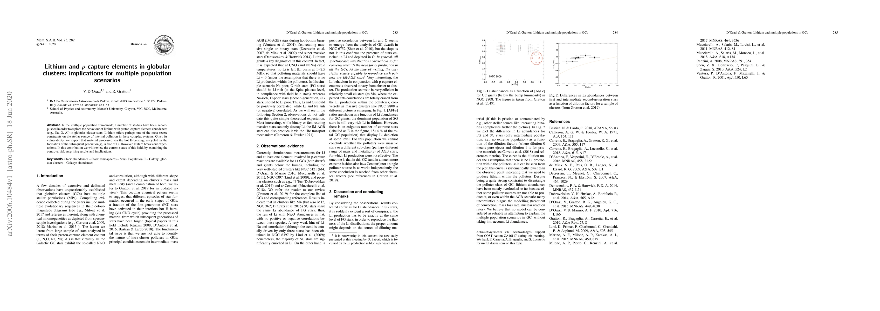 Thumbnail for Lithium and proton-capture elements in globular clusters: implications
  for multiple population scenarios