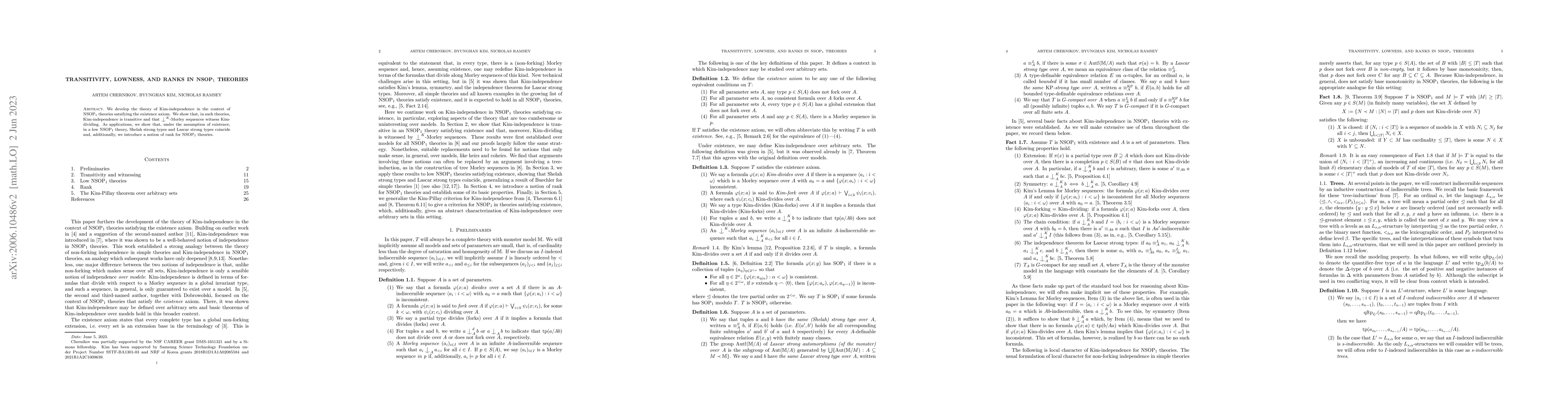 Thumbnail for Transitivity, lowness, and ranks in NSOP$_1$ theories