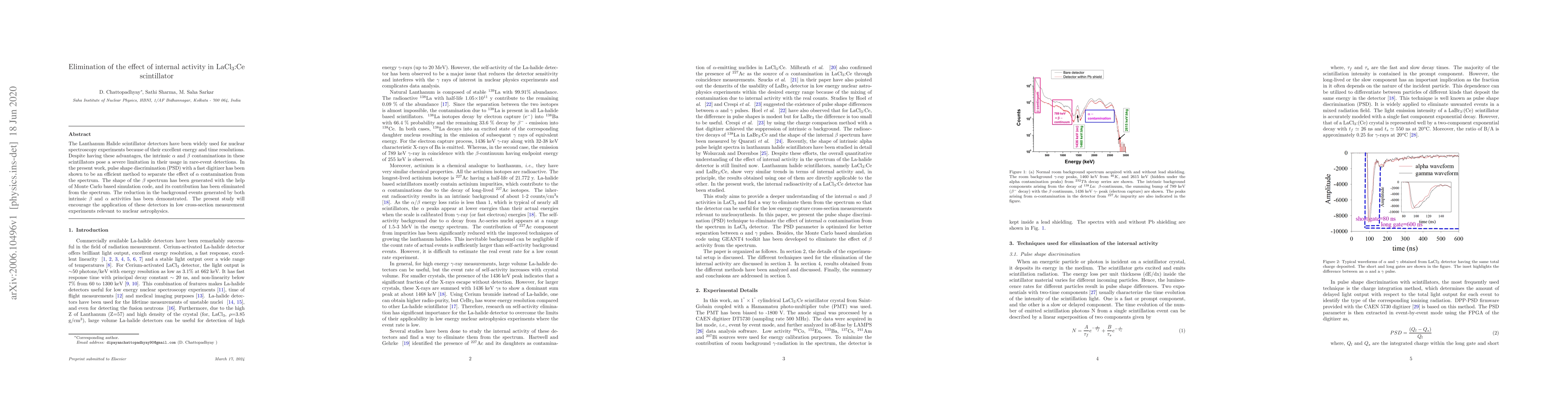 Thumbnail for Elimination of the effect of internal activity in LaCl3:Ce scintillator