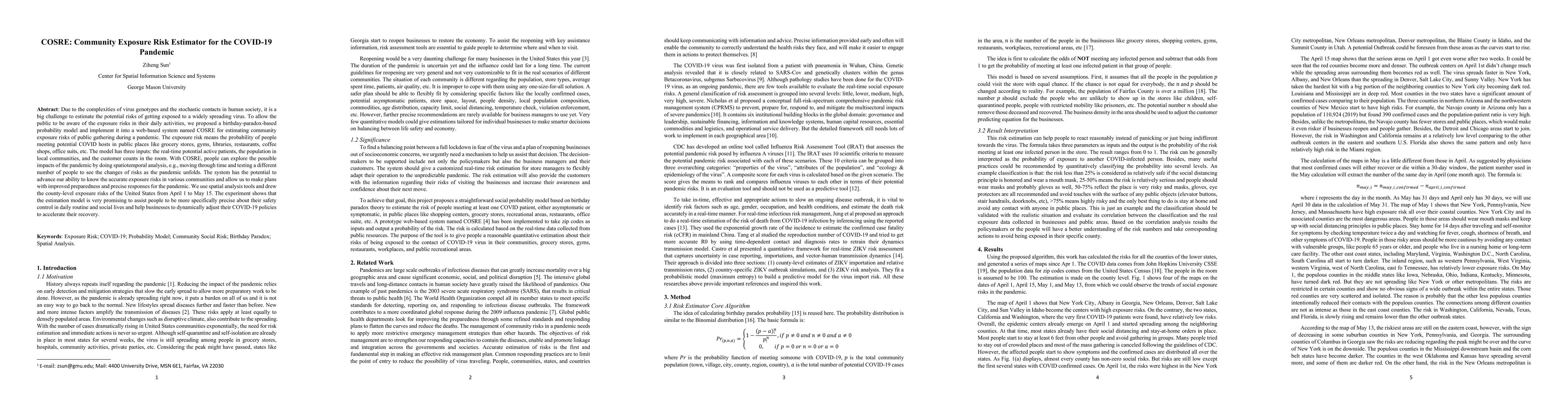 Thumbnail for COSRE: Community Exposure Risk Estimator for the COVID-19 Pandemic