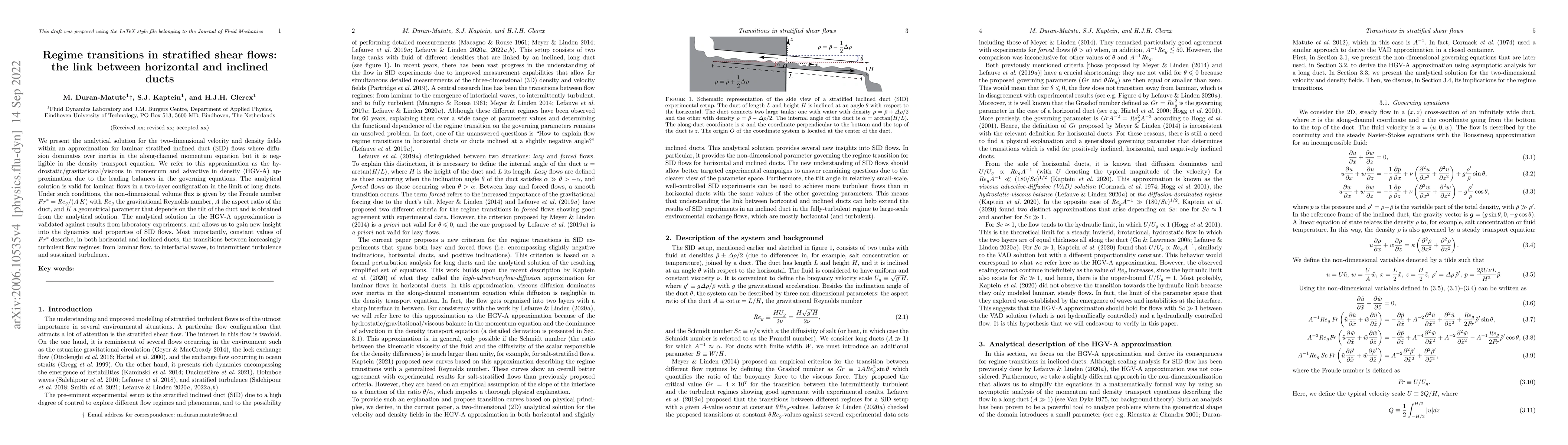 Thumbnail for Regime transitions in stratified shear flows: the link between
  horizontal and inclined ducts