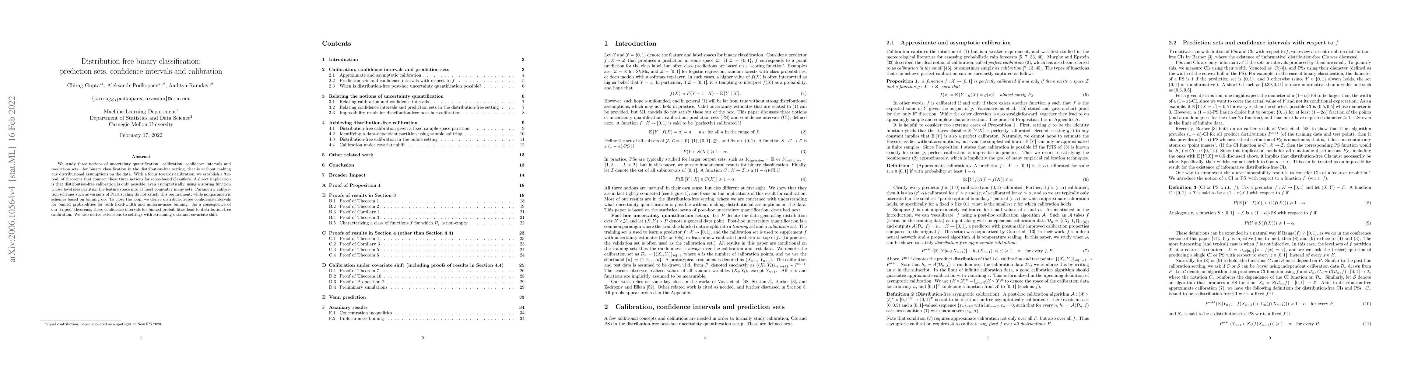 Thumbnail for Distribution-free binary classification: prediction sets, confidence
  intervals and calibration