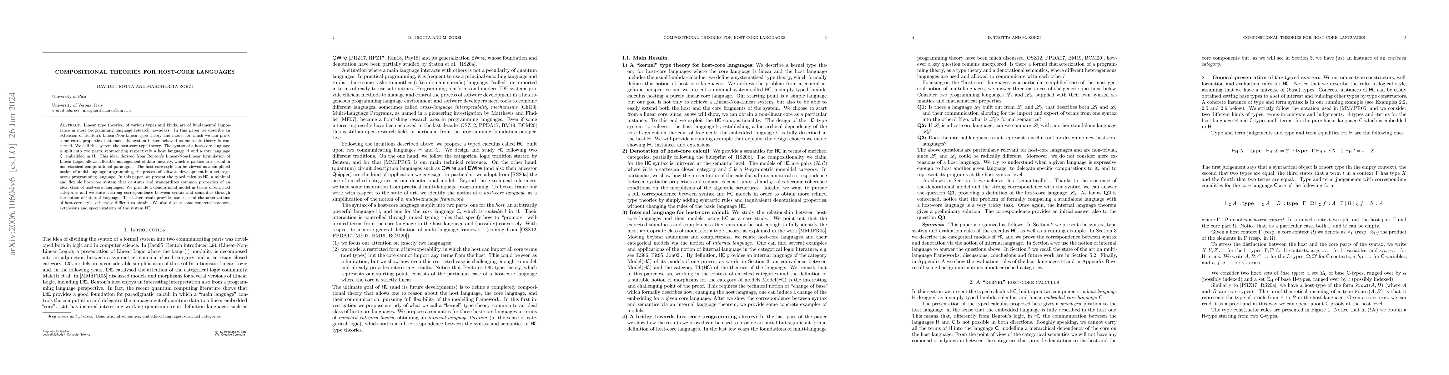 Thumbnail for Compositional theories for host-core languages