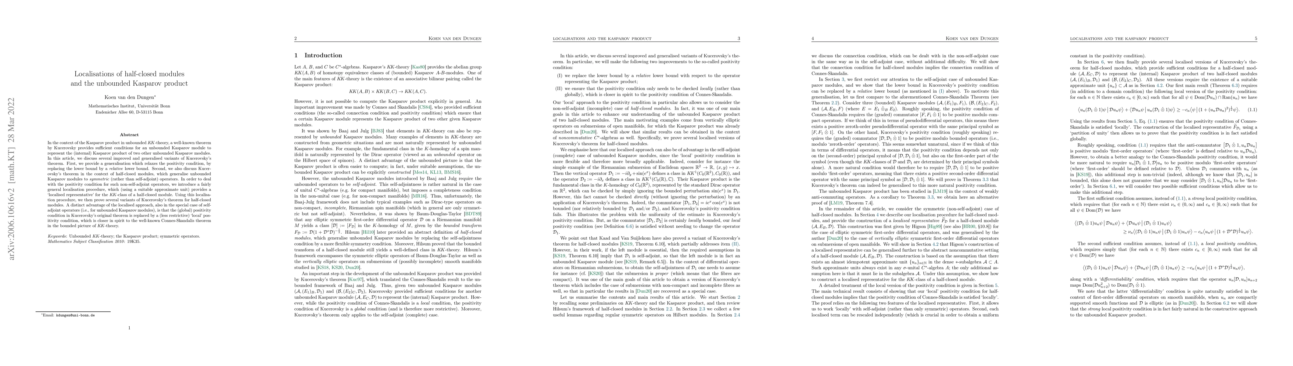 Thumbnail for Localisations of half-closed modules and the unbounded Kasparov product