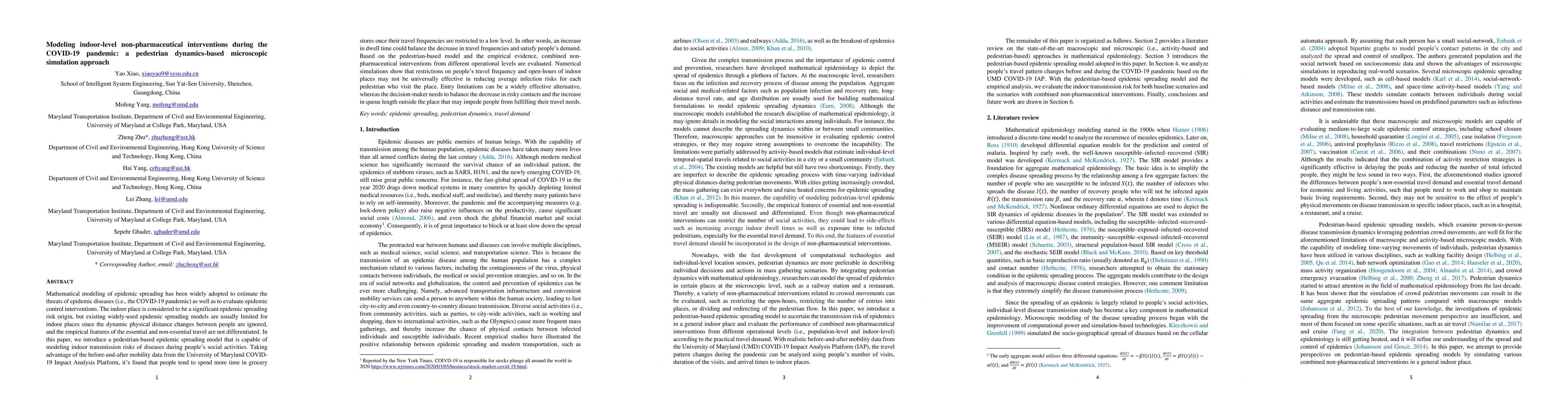 Thumbnail for Modeling indoor-level non-pharmaceutical interventions during the
  COVID-19 pandemic: a pedestrian dynamics-based microscopic simulation
  approach