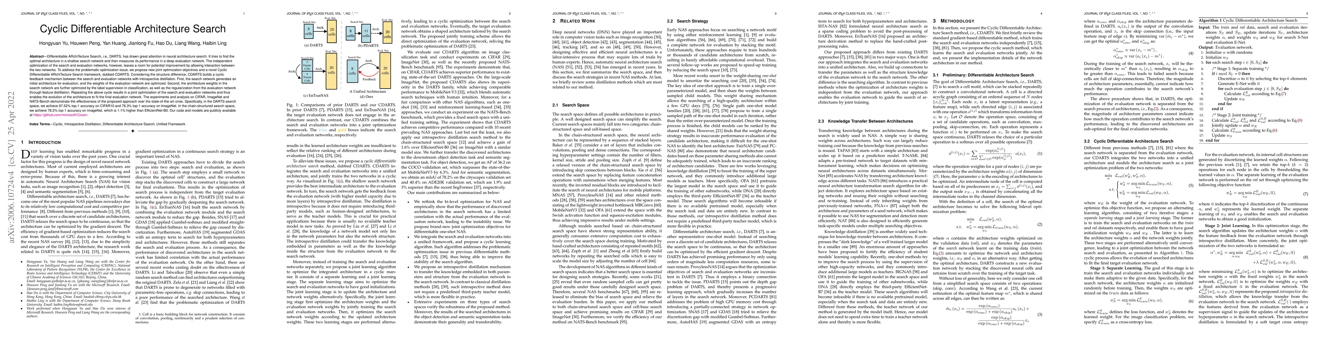 Thumbnail for Cyclic Differentiable Architecture Search