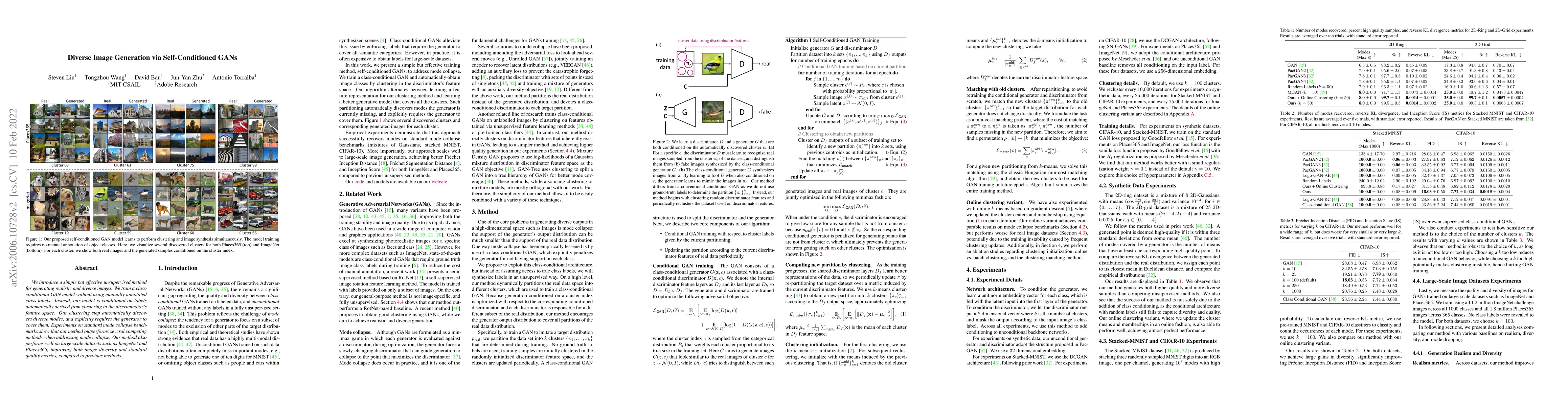 Thumbnail for Diverse Image Generation via Self-Conditioned GANs