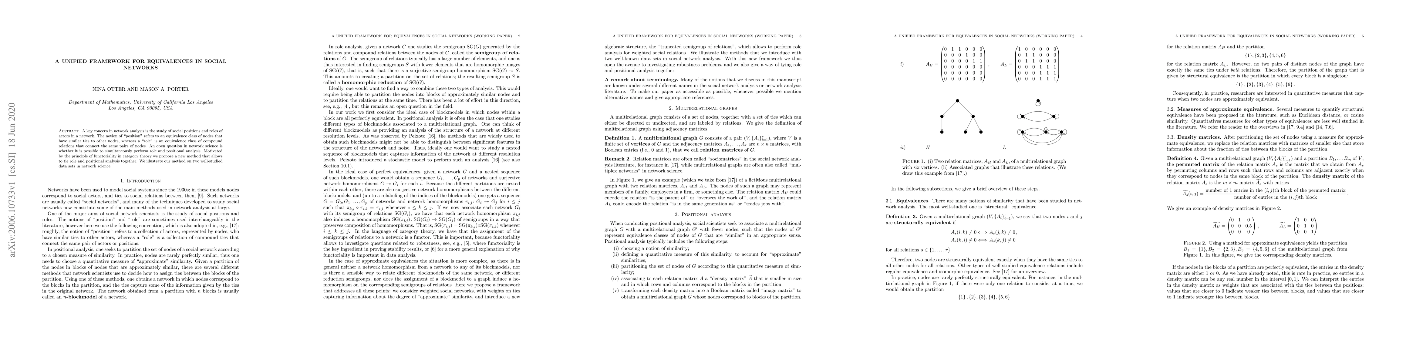 Thumbnail for A unified framework for equivalences in social networks