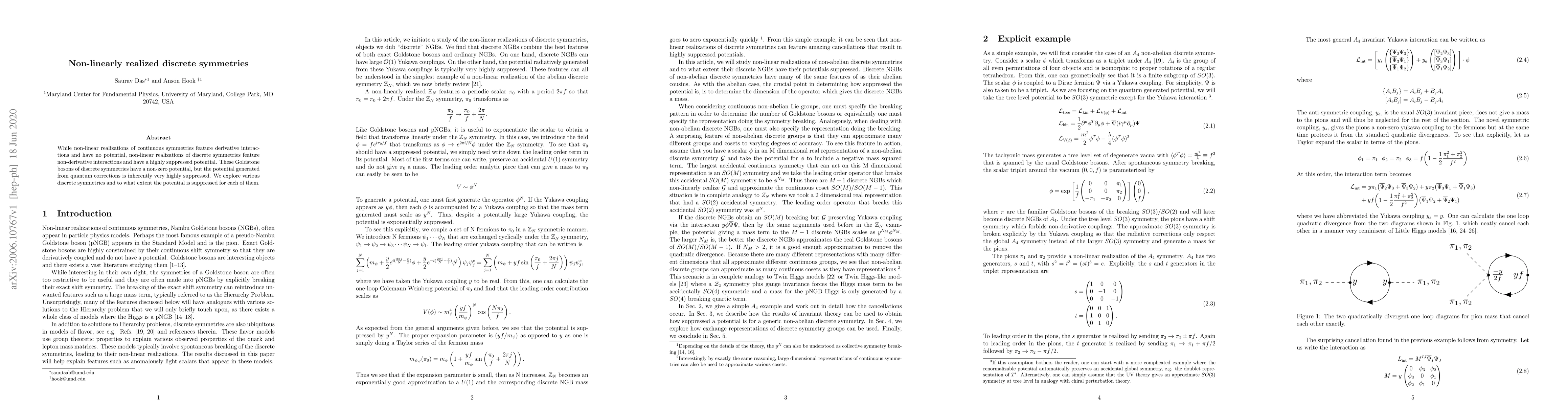 Thumbnail for Non-linearly realized discrete symmetries
