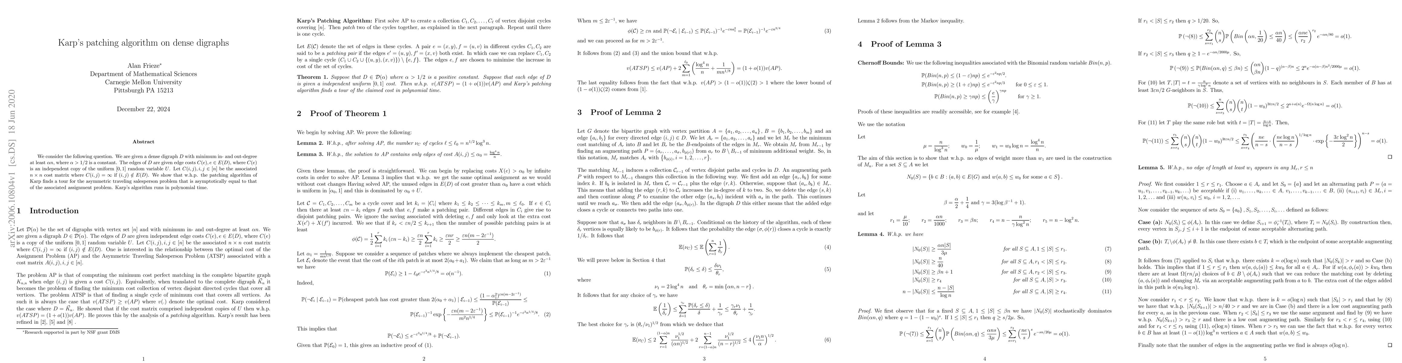 Thumbnail for Karp's patching algorithm on dense digraphs